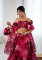 Floral Lehenga with Halter Neck Blouse