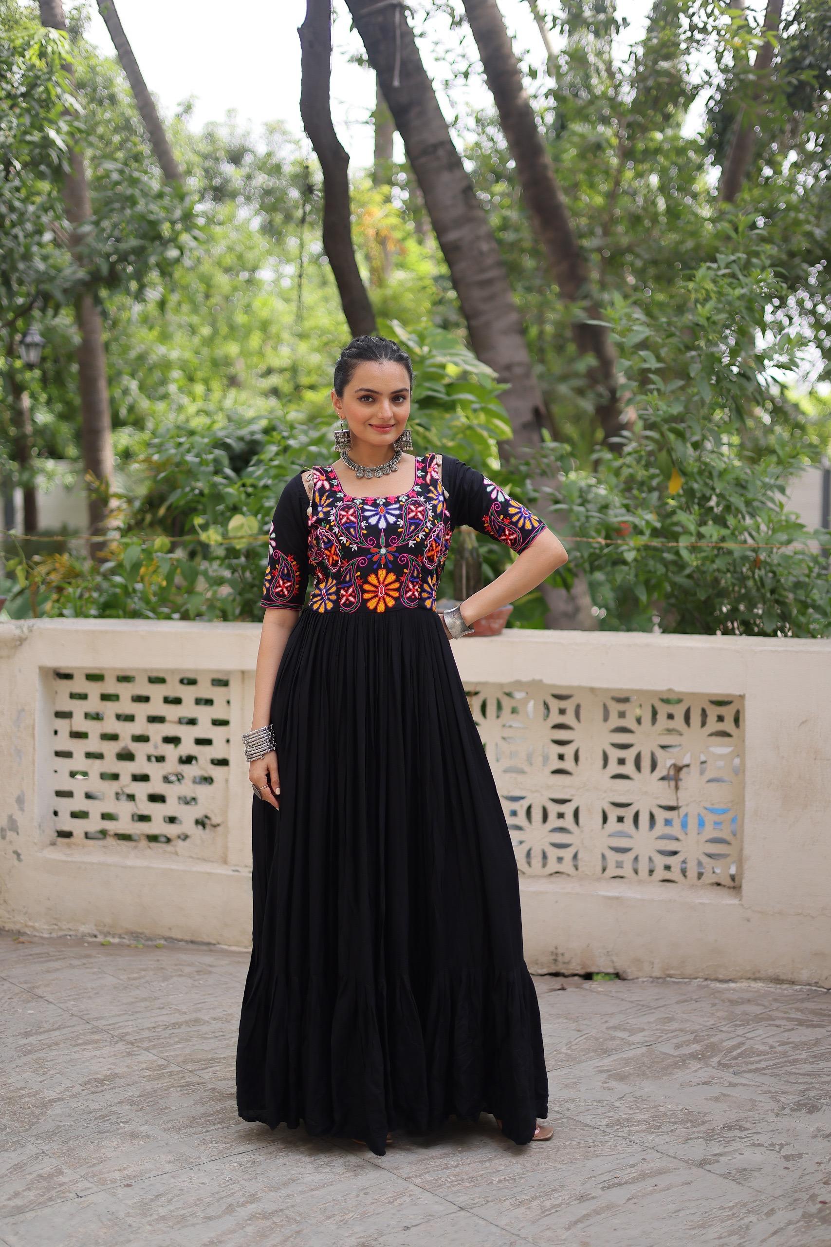 Rayon Embroidery Work Gown