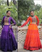 Bandhani Print Lehenga with Kutchi Gamthi Patchwork