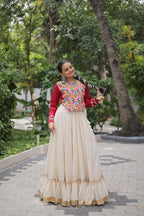 Navratri Lehenga With Kutchi Gamthi and Mirror Work Blouse