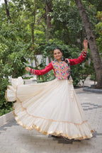 Navratri Lehenga With Kutchi Gamthi and Mirror Work Blouse