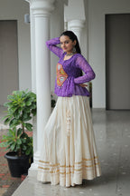 Bandhani Printed White Cotton Navratri Lehenga With Top