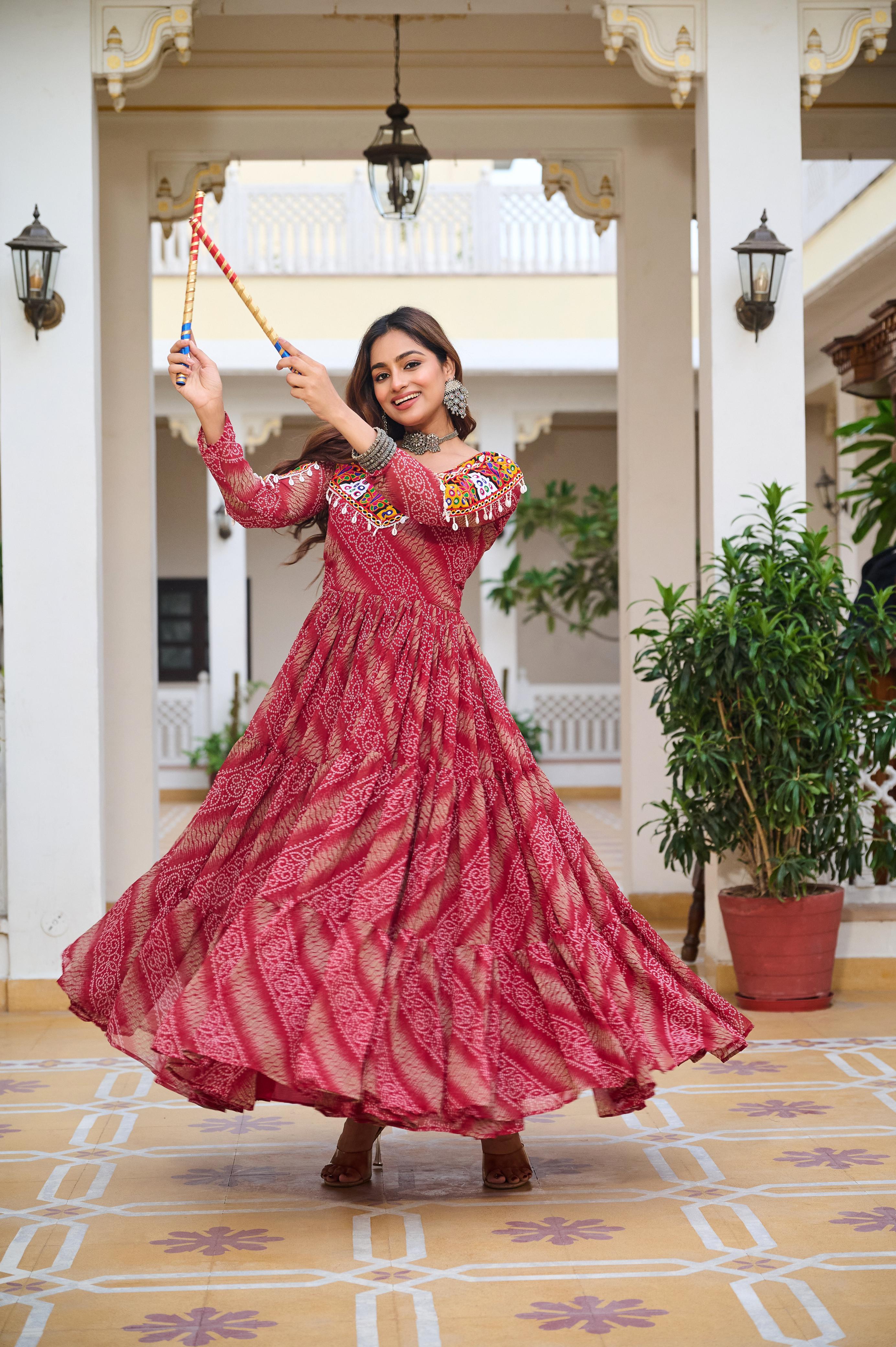 Multicolor Mirror Work Georgette Gown