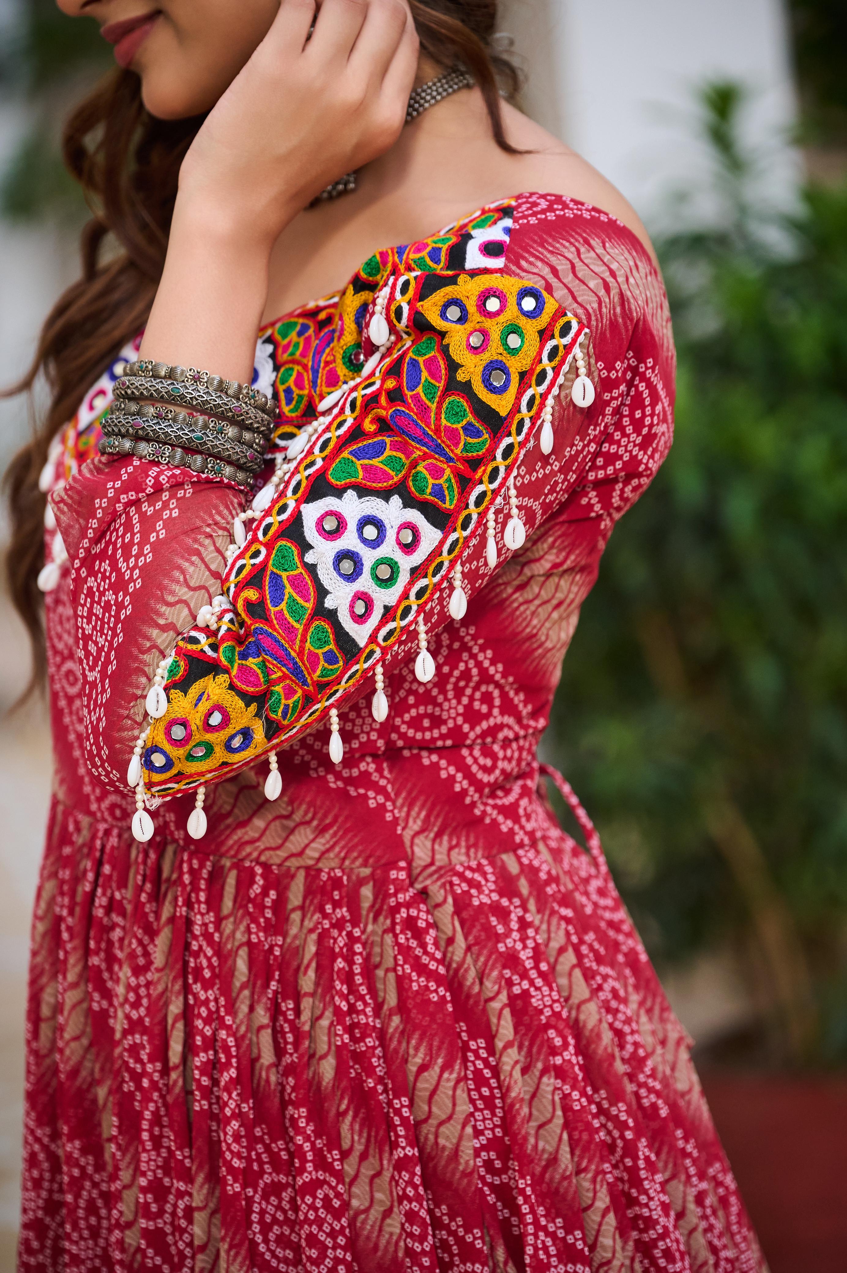 Multicolor Mirror Work Georgette Gown