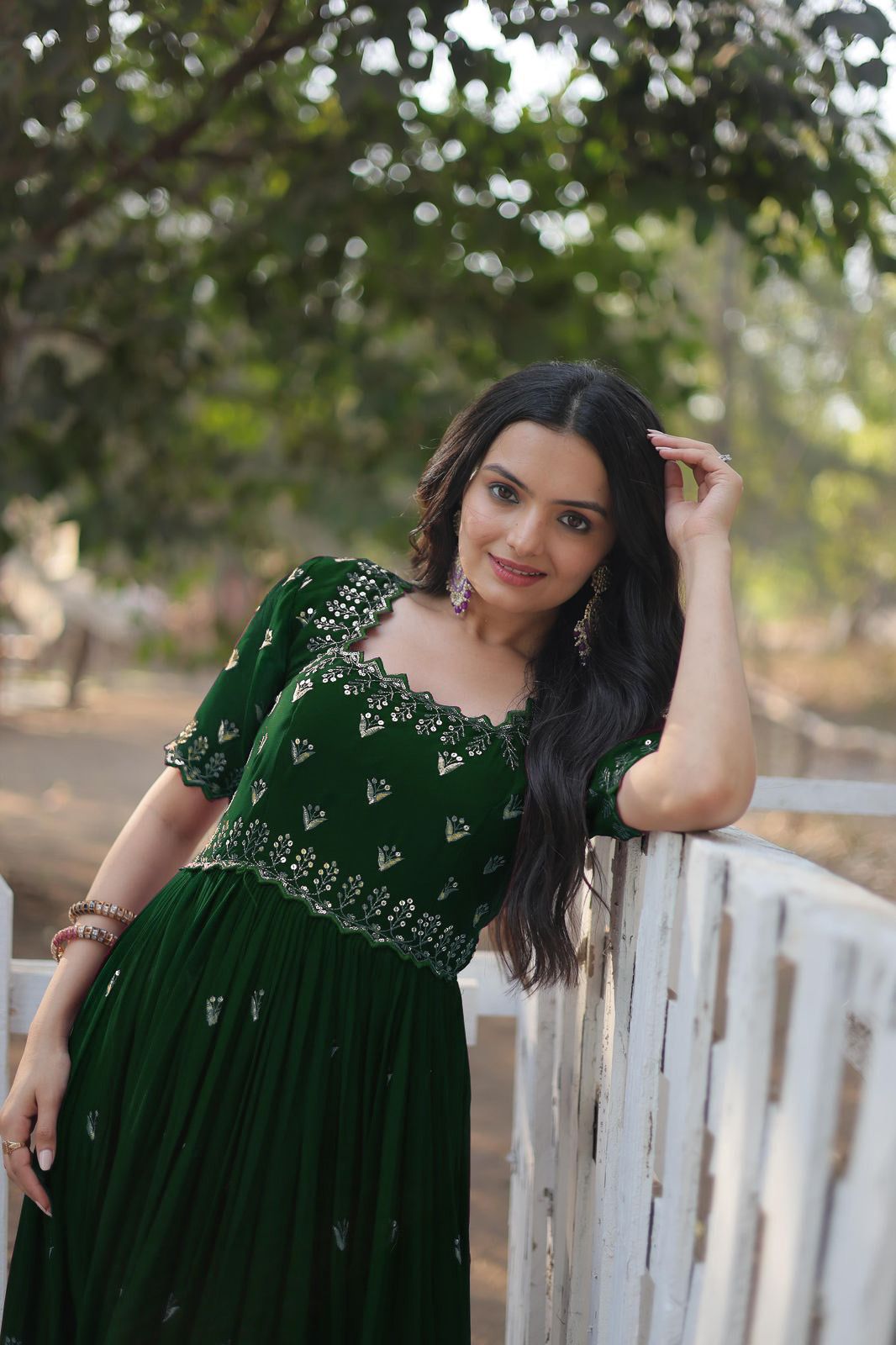 Designer Embroidery work long gown