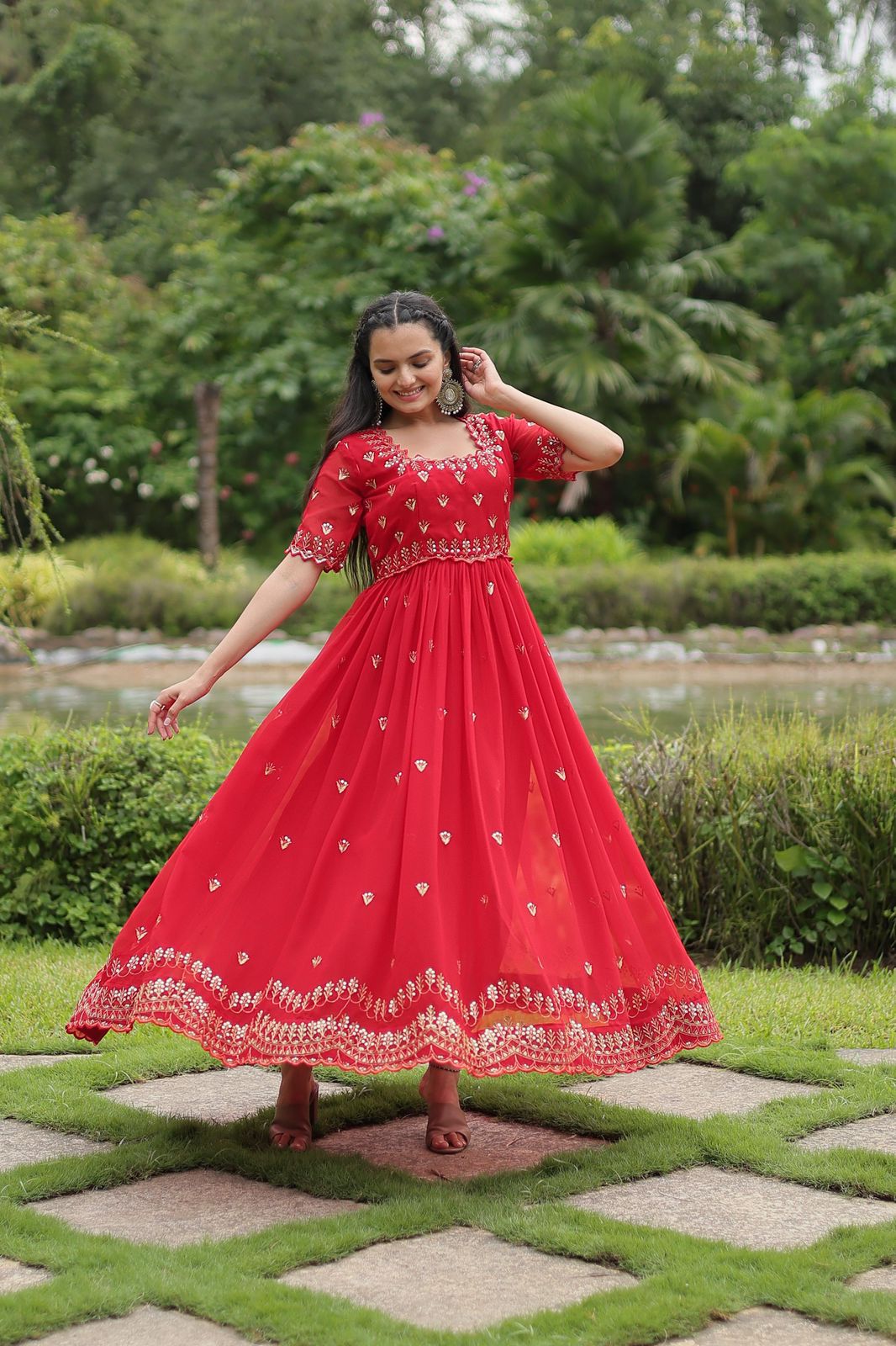 Designer Embroidery work long gown
