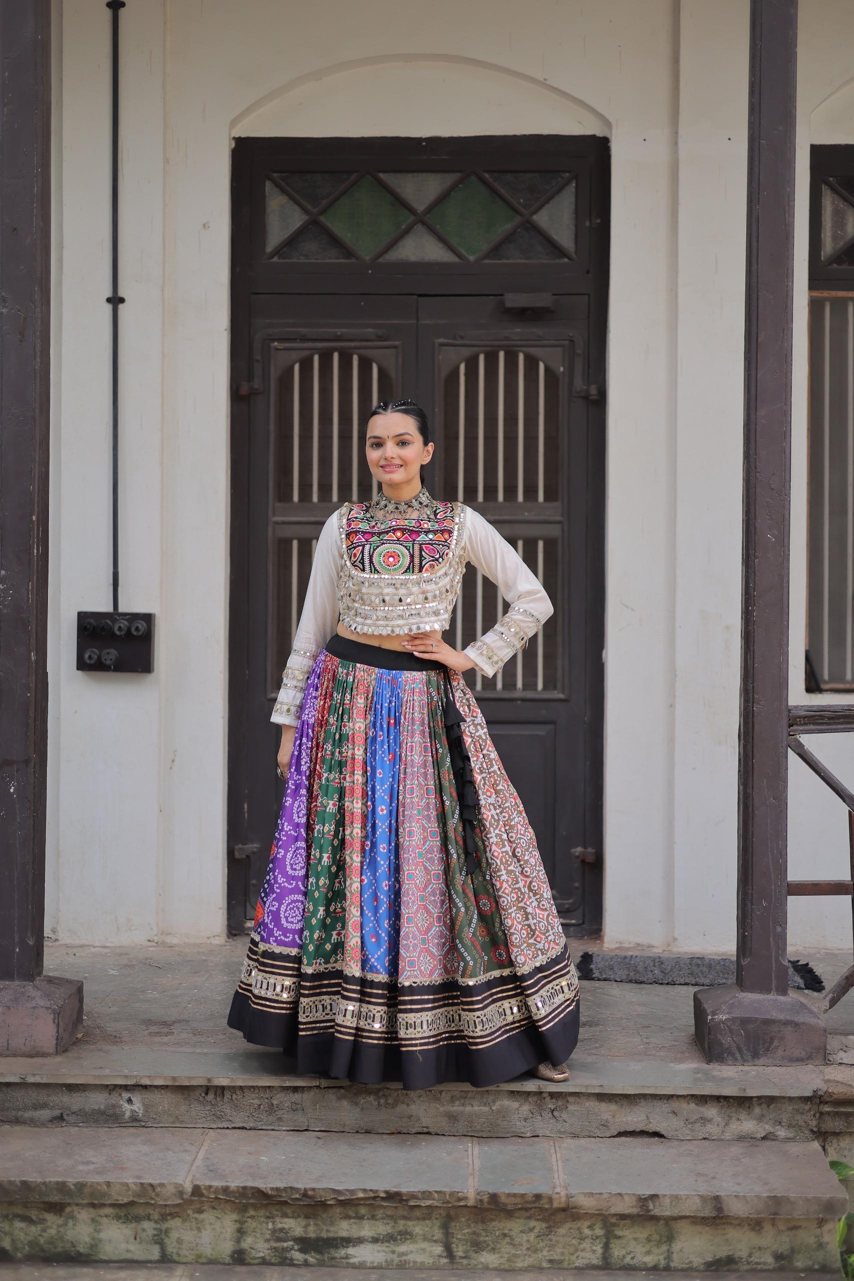 Multi-Color Digital Printed Cotton Navaratri Special Lehenga Choli