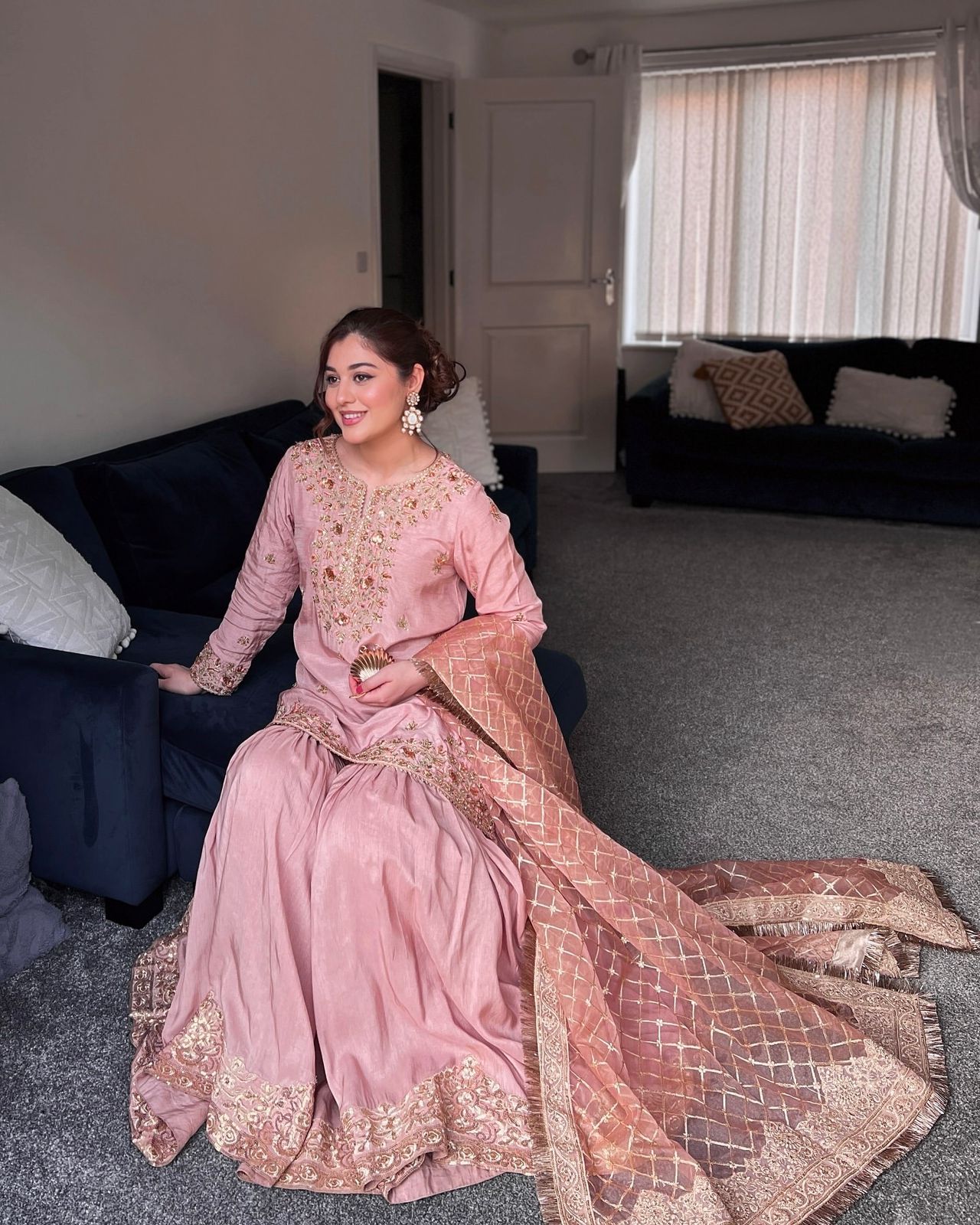 New Launch Chinon Silk Kurti Sharara Set