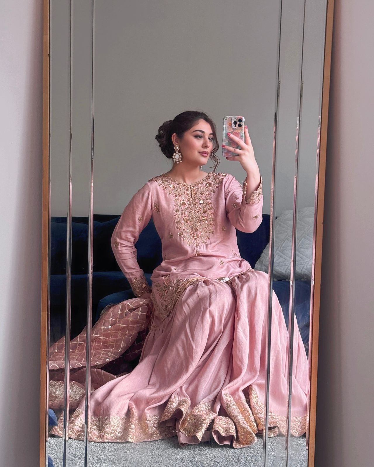 New Launch Chinon Silk Kurti Sharara Set