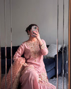 New Launch Chinon Silk Kurti Sharara Set