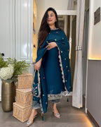 Chinon Silk Heavy Embroidered Work Suit