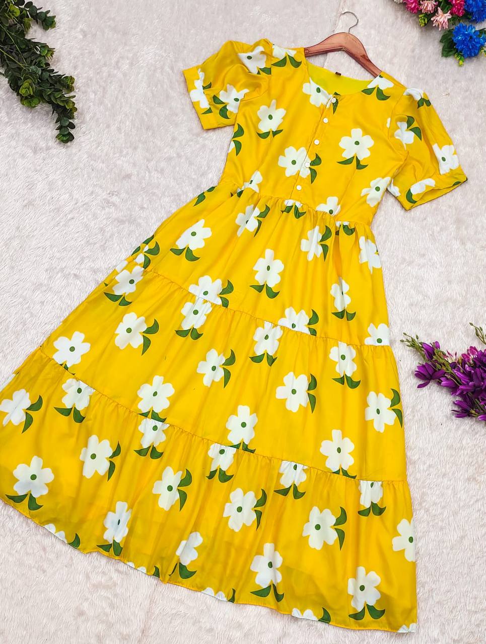 Beautiful flower print cotton One Piece