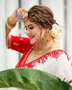 Precious White Rangoli Silk With Embroidered Saree