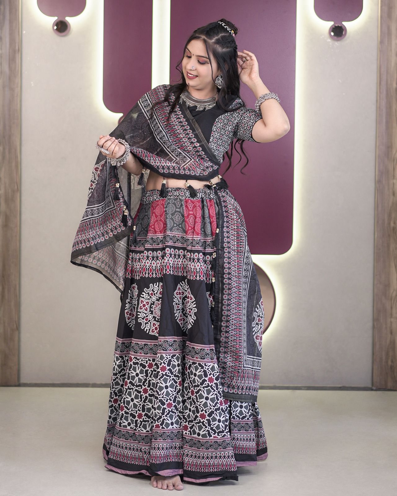 Timeless Black Ajarakh Navratri Chaniya Choli