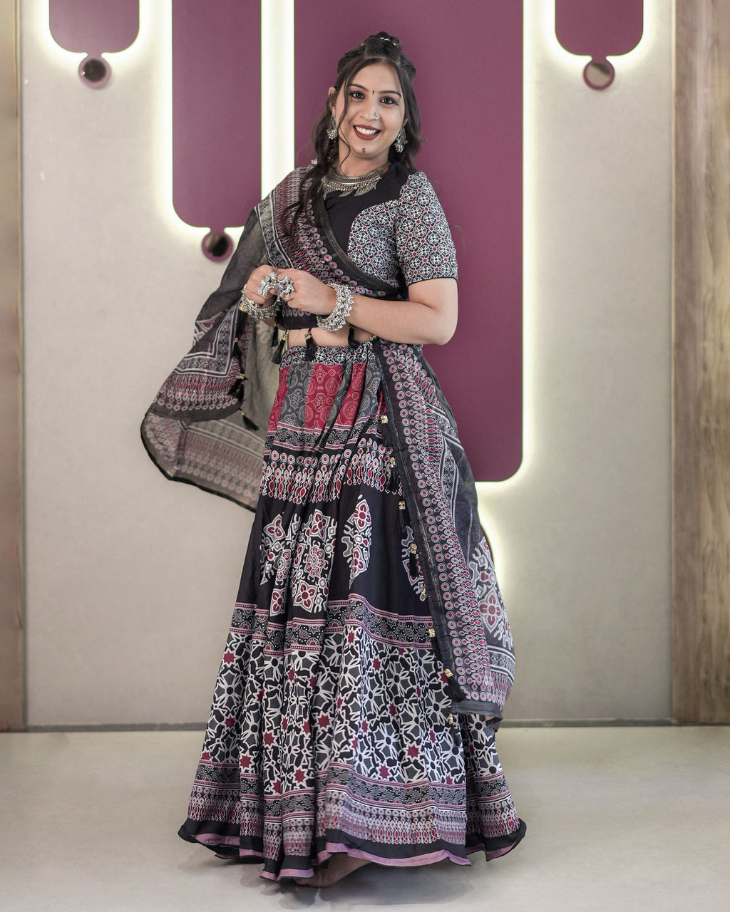 Timeless Black Ajarakh Navratri Chaniya Choli
