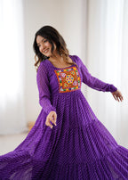 Laheriya Print and Kutchi Patch Work Navaratri Dress