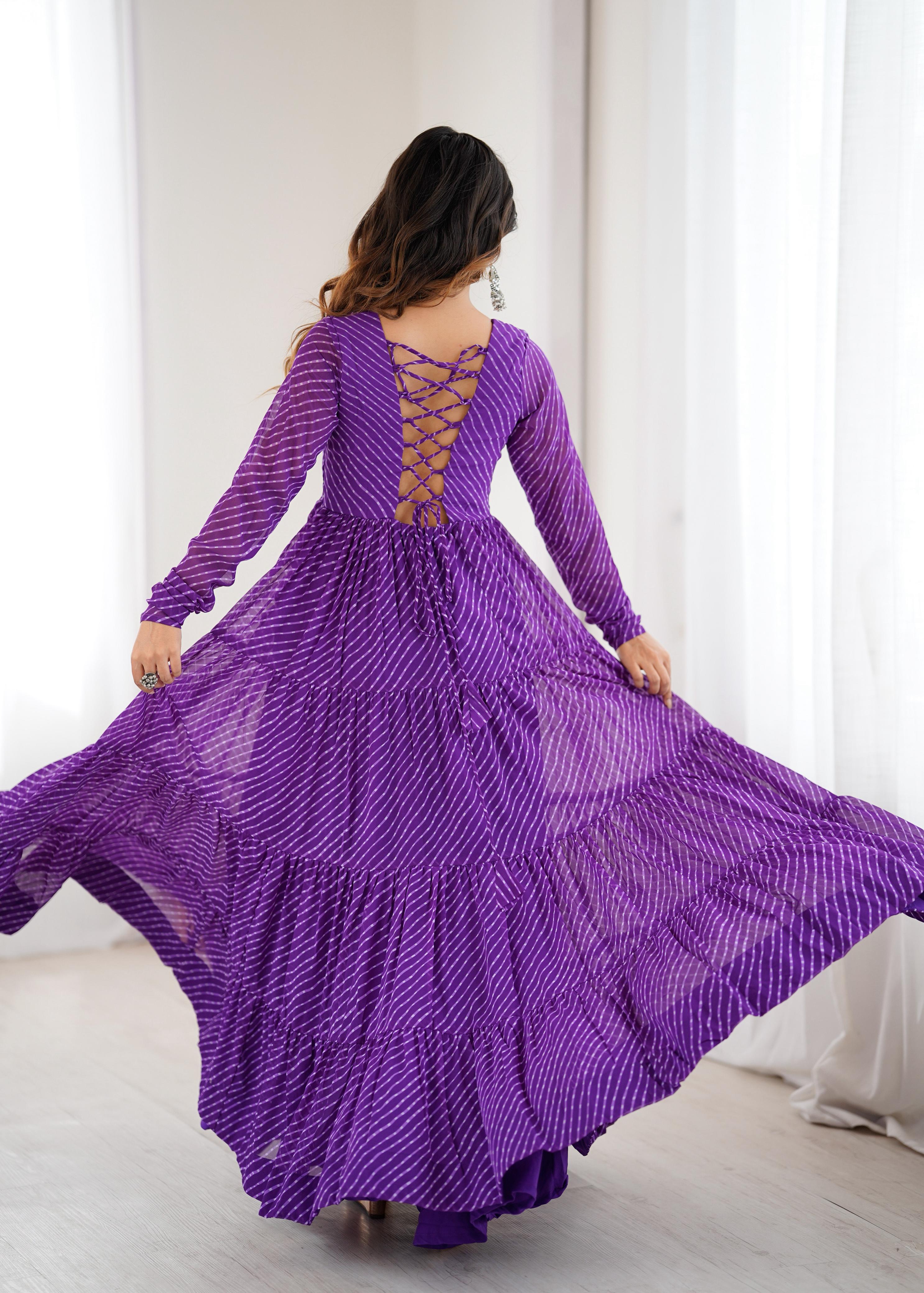 Laheriya Print and Kutchi Patch Work Navaratri Dress