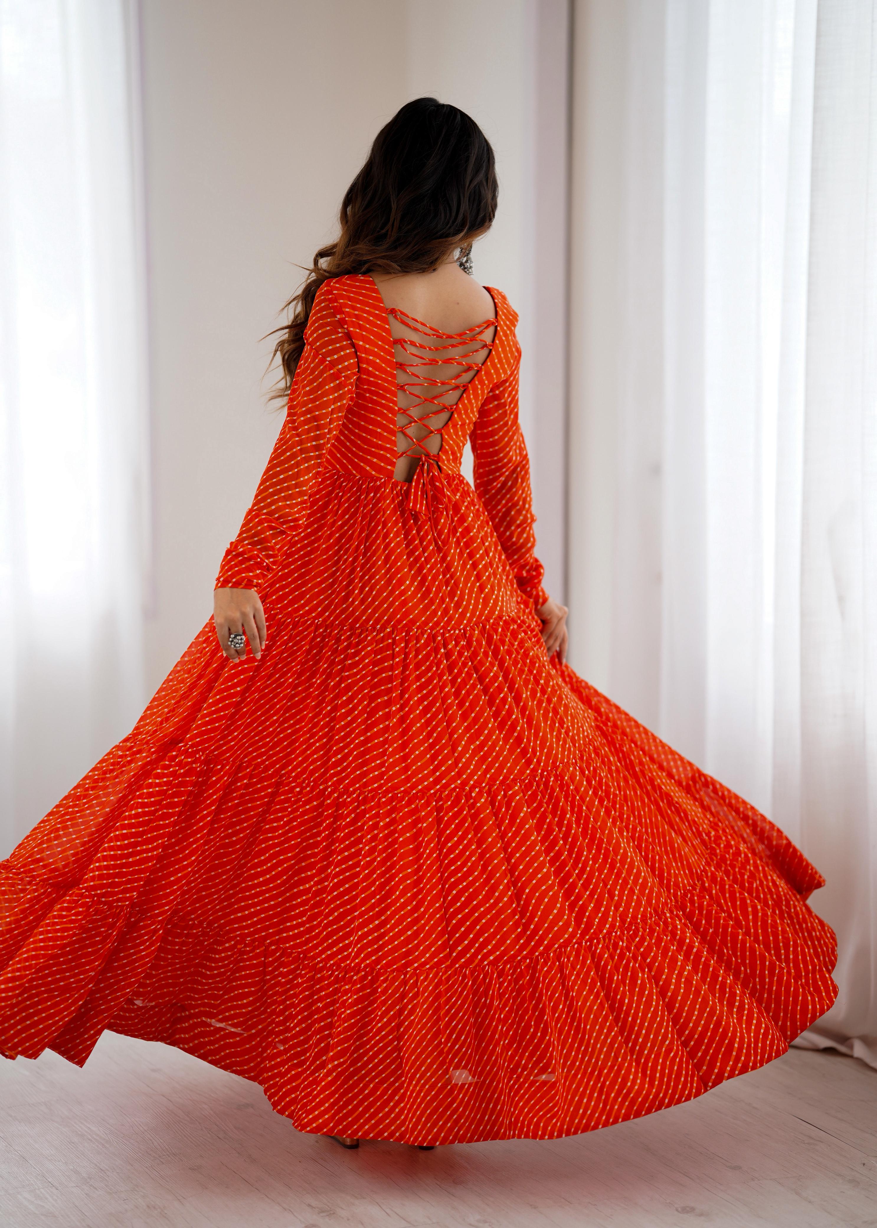 Laheriya Print and Kutchi Patch Work Navaratri Dress