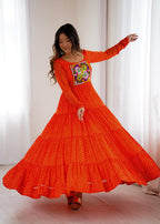 Laheriya Print and Kutchi Patch Work Navaratri Dress