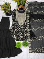 Heavy Georgette Top-Sharara & Dupatta Set