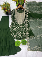Heavy Georgette Top-Sharara & Dupatta Set