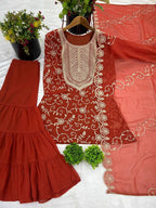 Heavy Georgette Top-Sharara & Dupatta Set