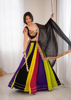 Black Georgette Mirror Work Garba Chaniya Choli