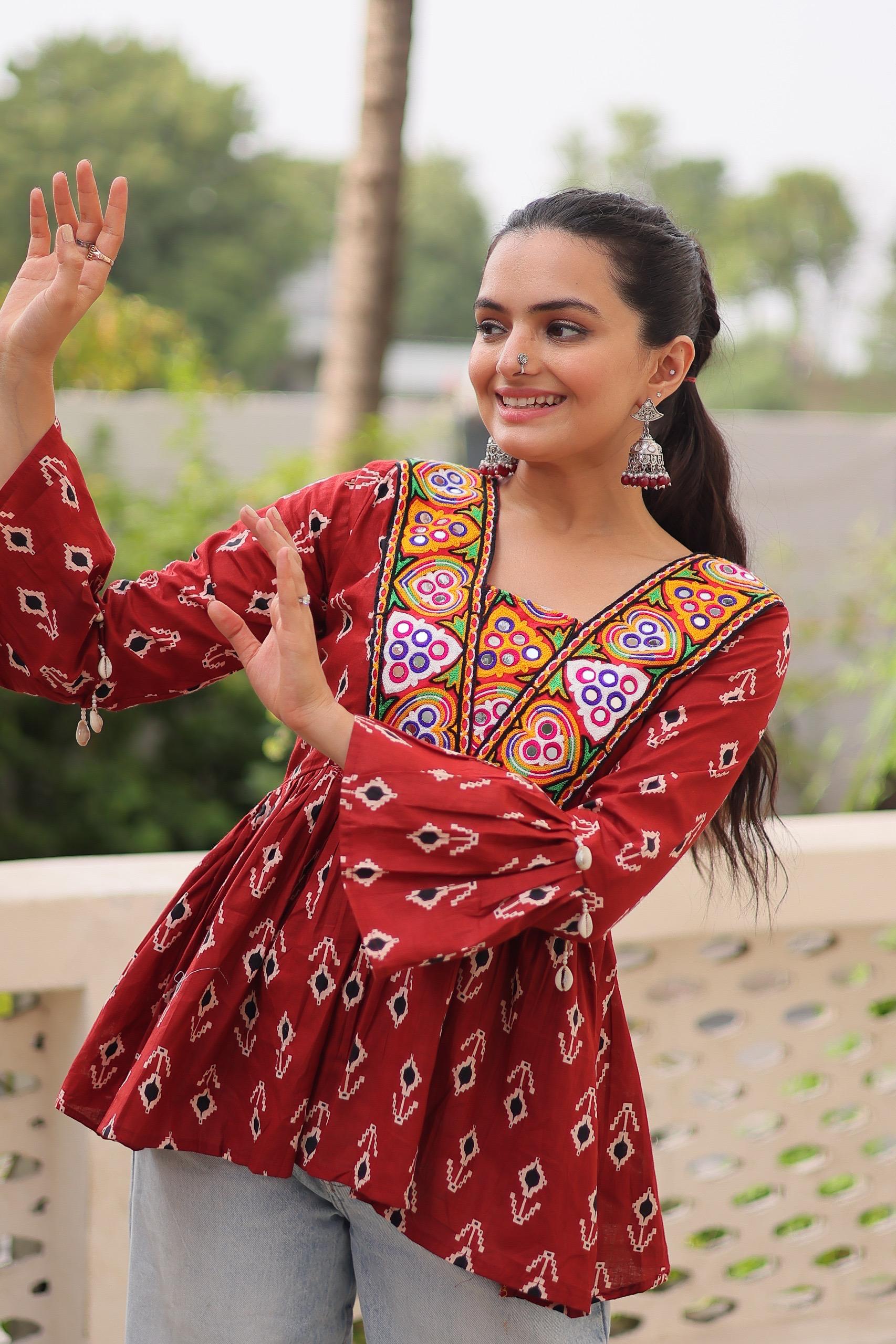 Woven Work Cotton Kurti