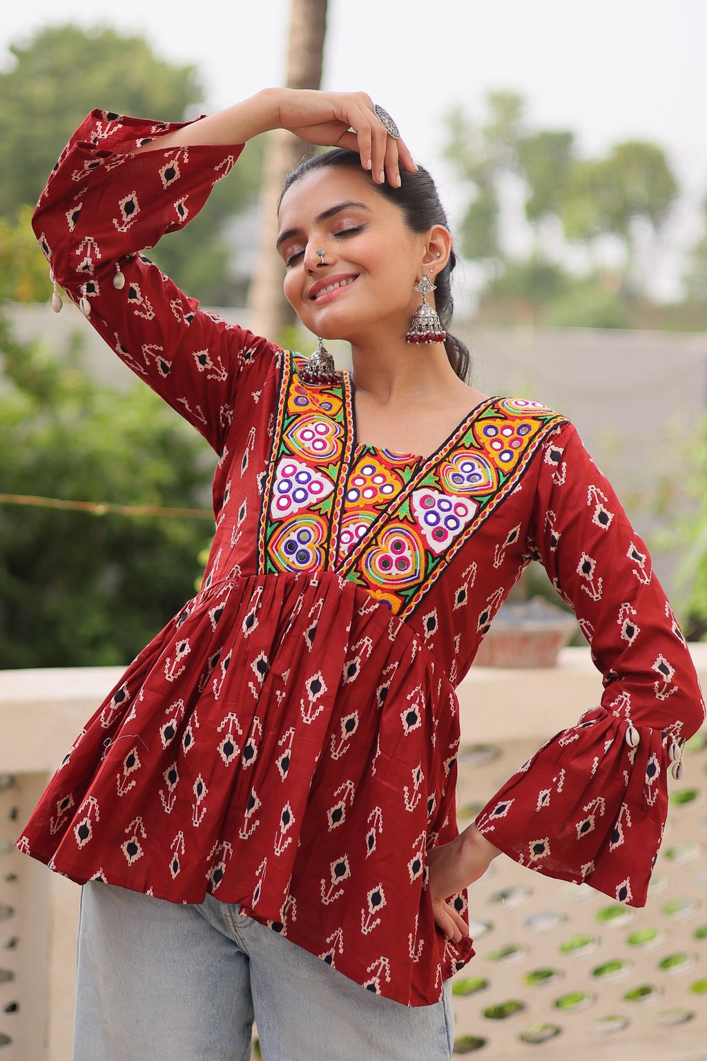 Woven Work Cotton Kurti