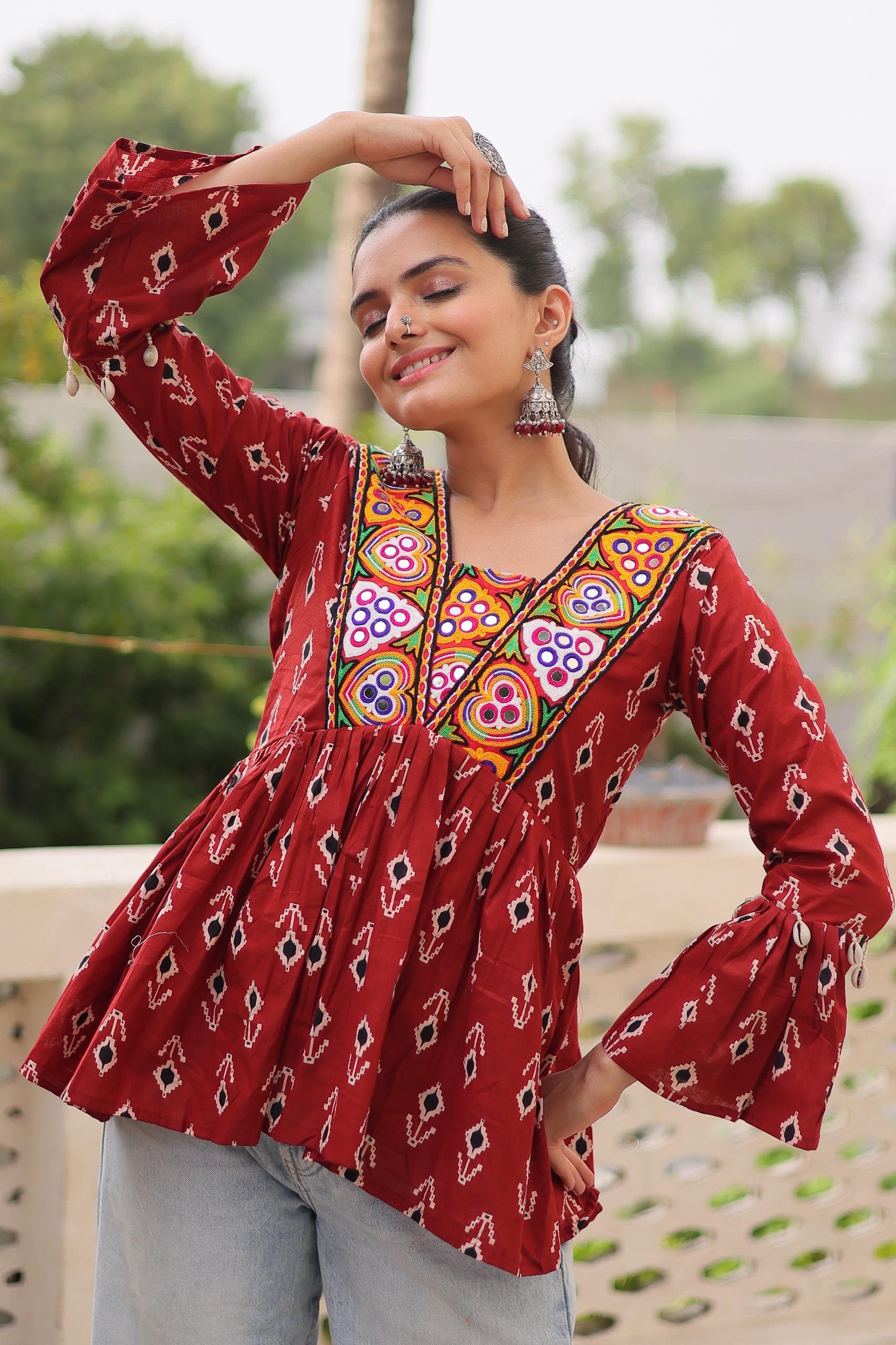 Woven Work Cotton Kurti