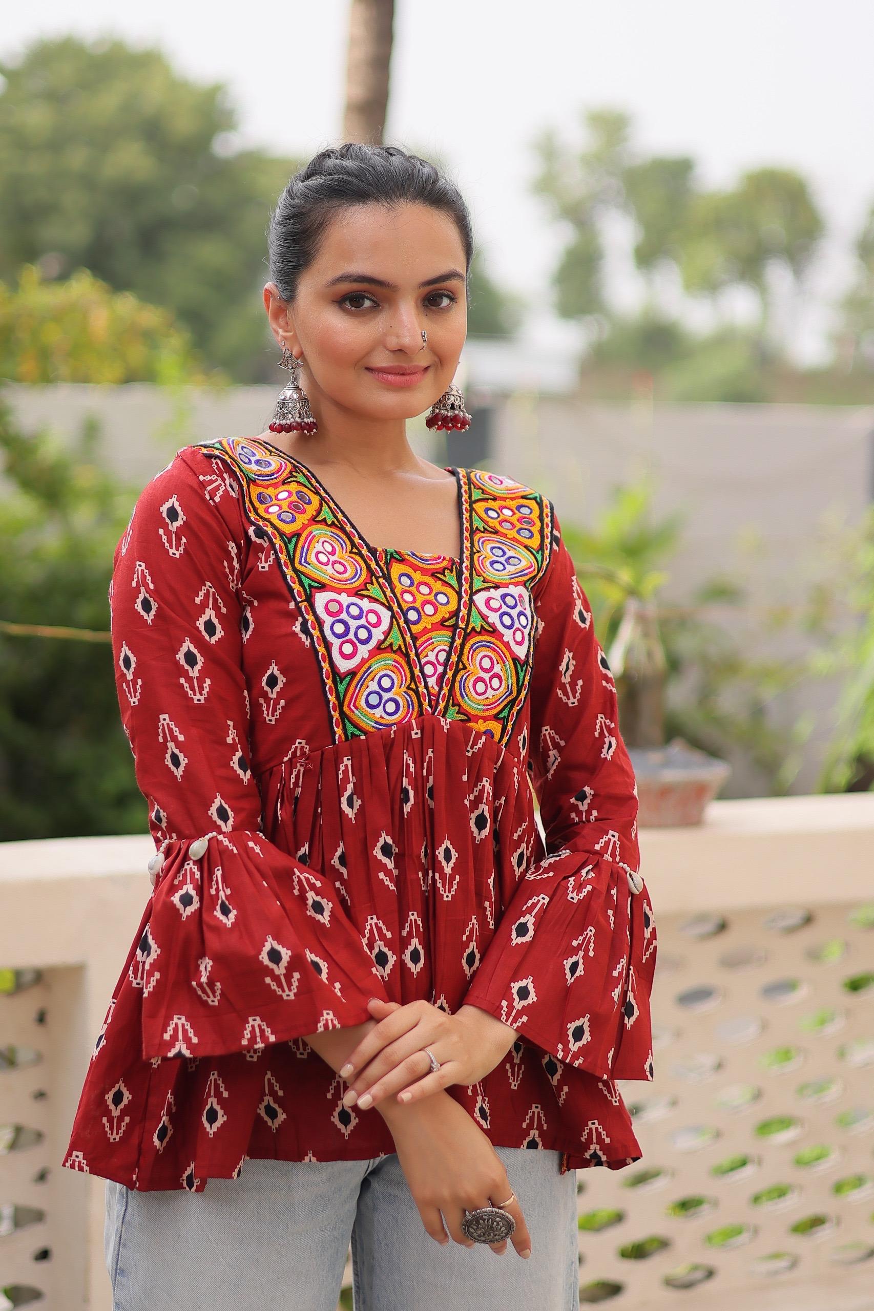 Woven Work Cotton Kurti
