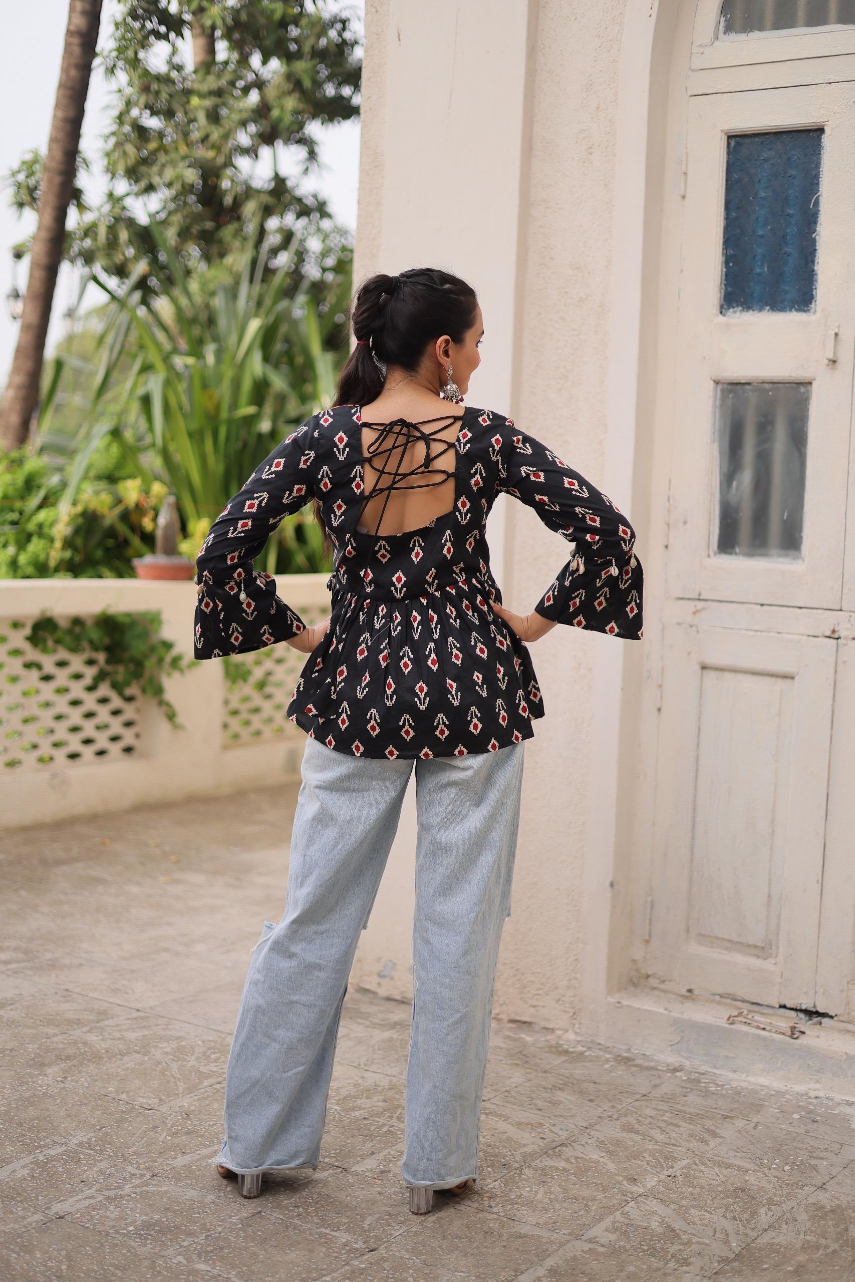 Woven Work Cotton Kurti