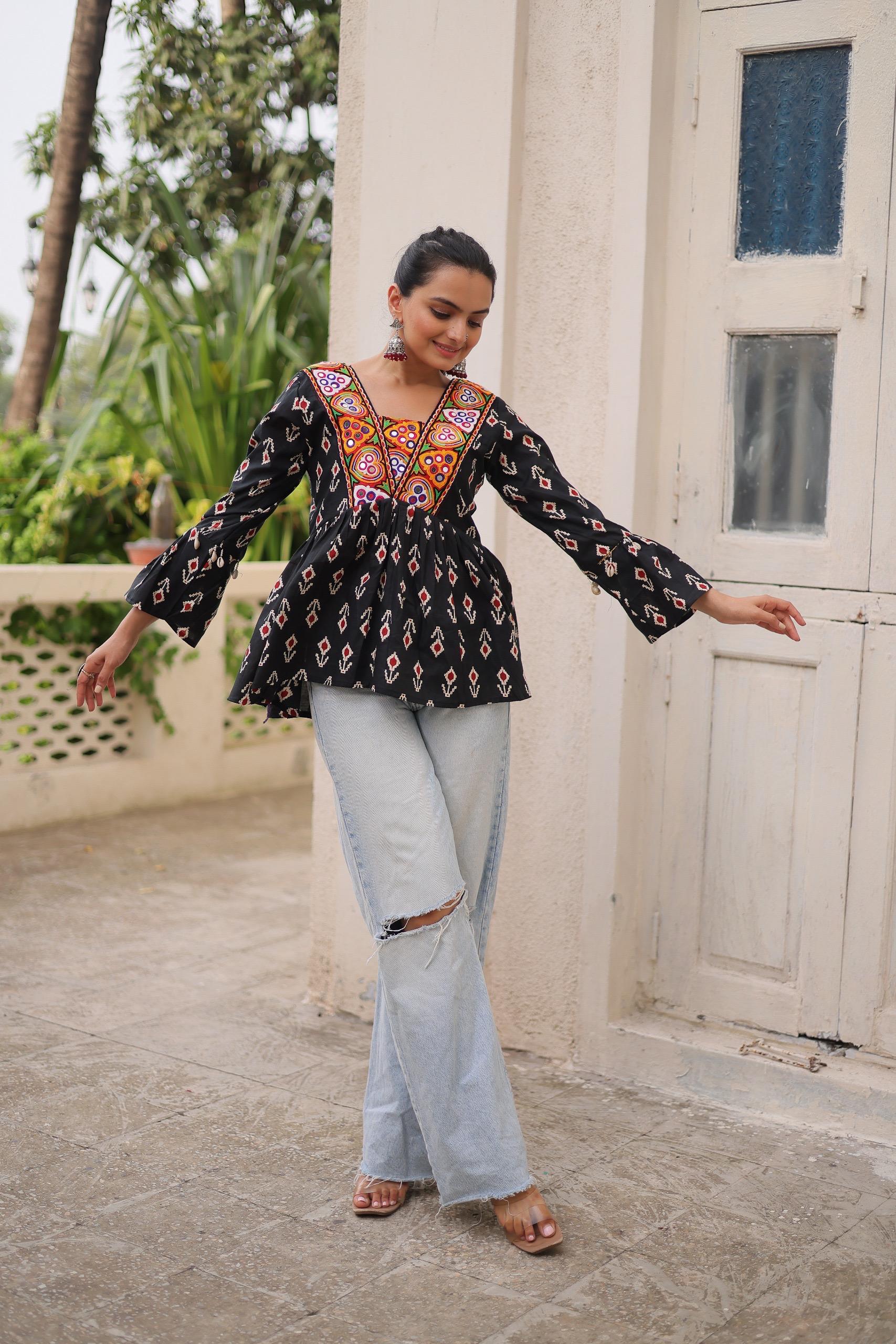 Woven Work Cotton Kurti