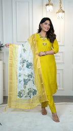 Floral Embroidered Straight Kurta With Pants
