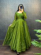 Beautiful Zipsy Silk Embroidery & Sequence Work Gown
