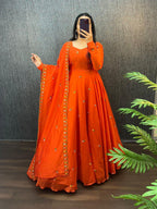 Beautiful Zipsy Silk Embroidery & Sequence Work Gown