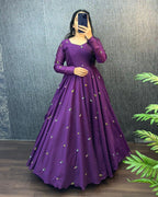Beautiful Zipsy Silk Embroidery & Sequence Work Gown