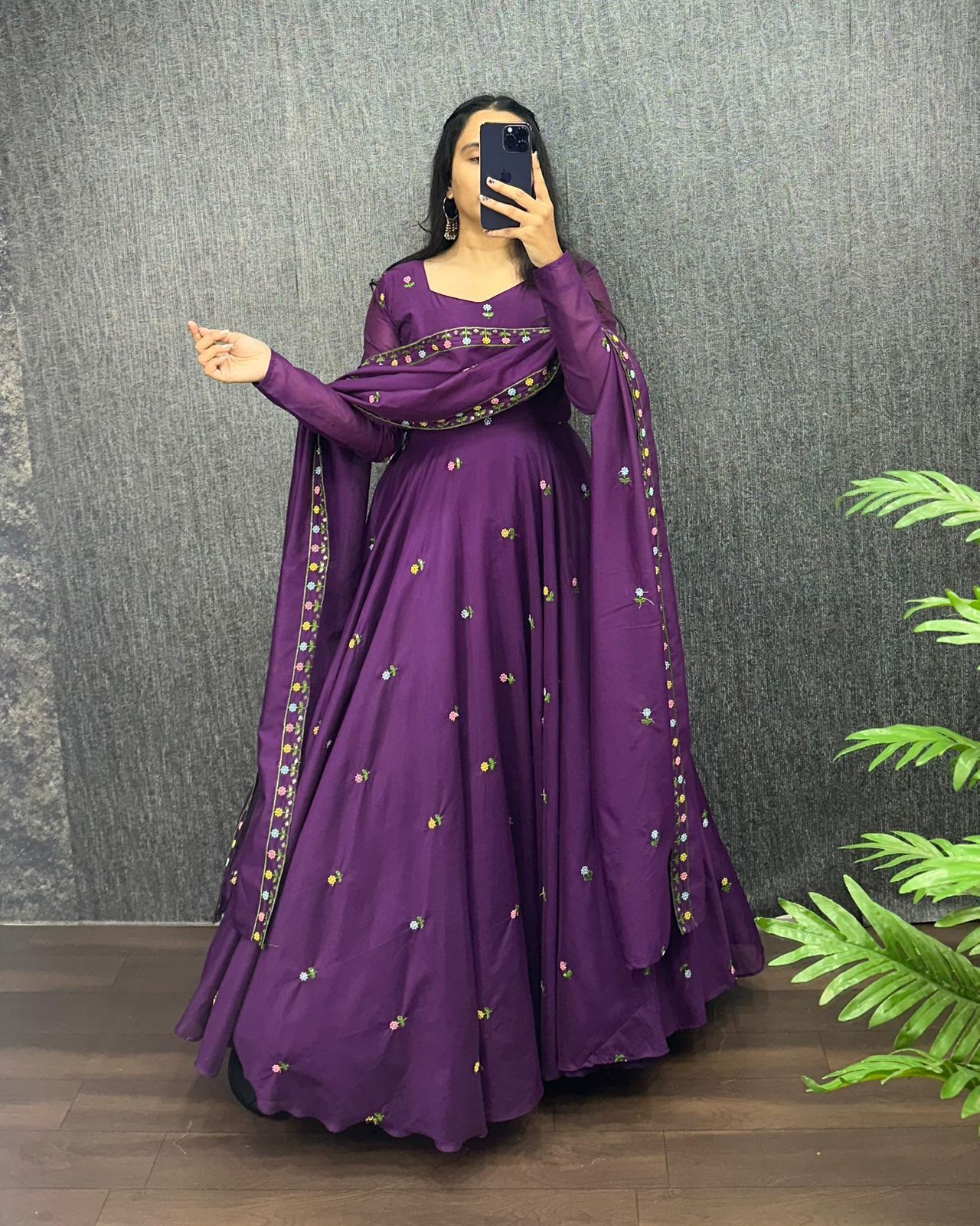 Beautiful Zipsy Silk Embroidery & Sequence Work Gown