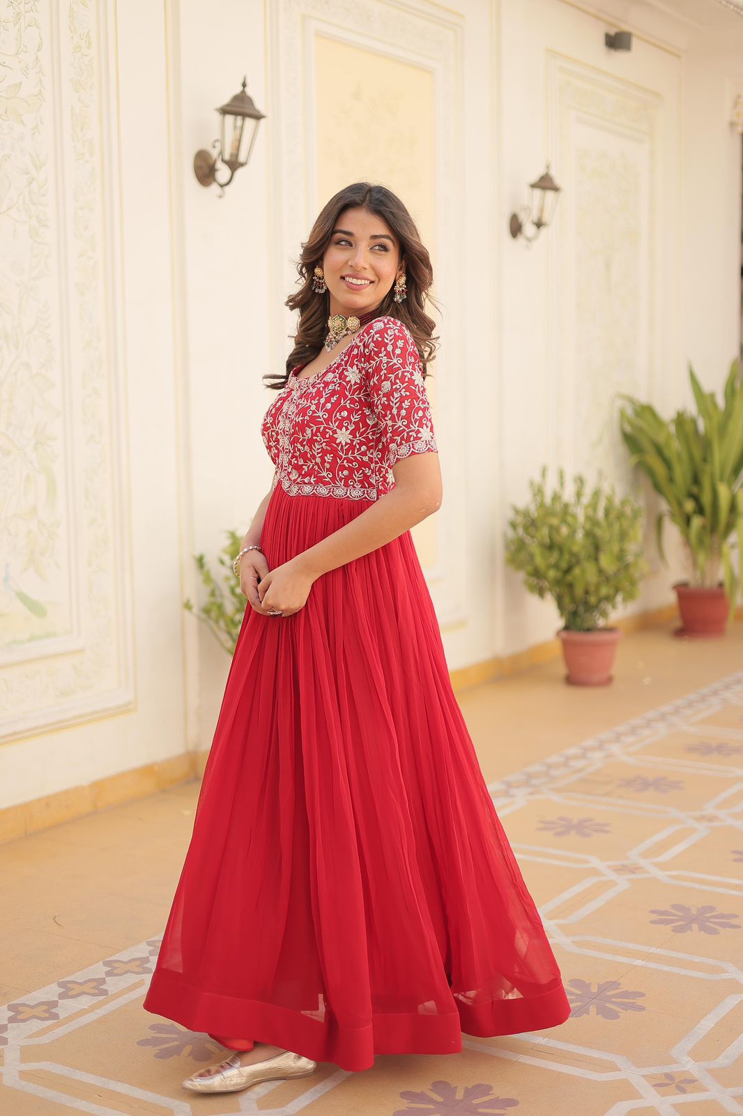 Zari Sequence Work Gown