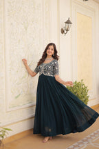 Zari Sequence Work Gown