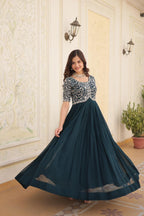 Zari Sequence Work Gown