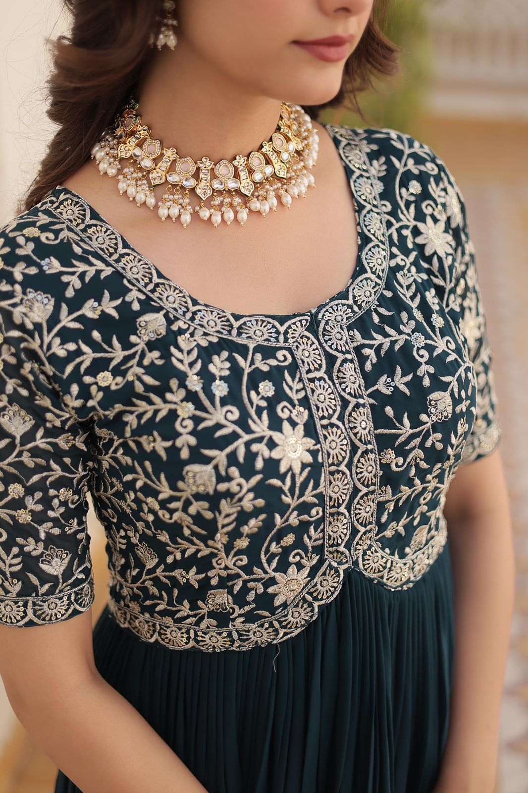 Zari Sequence Work Gown