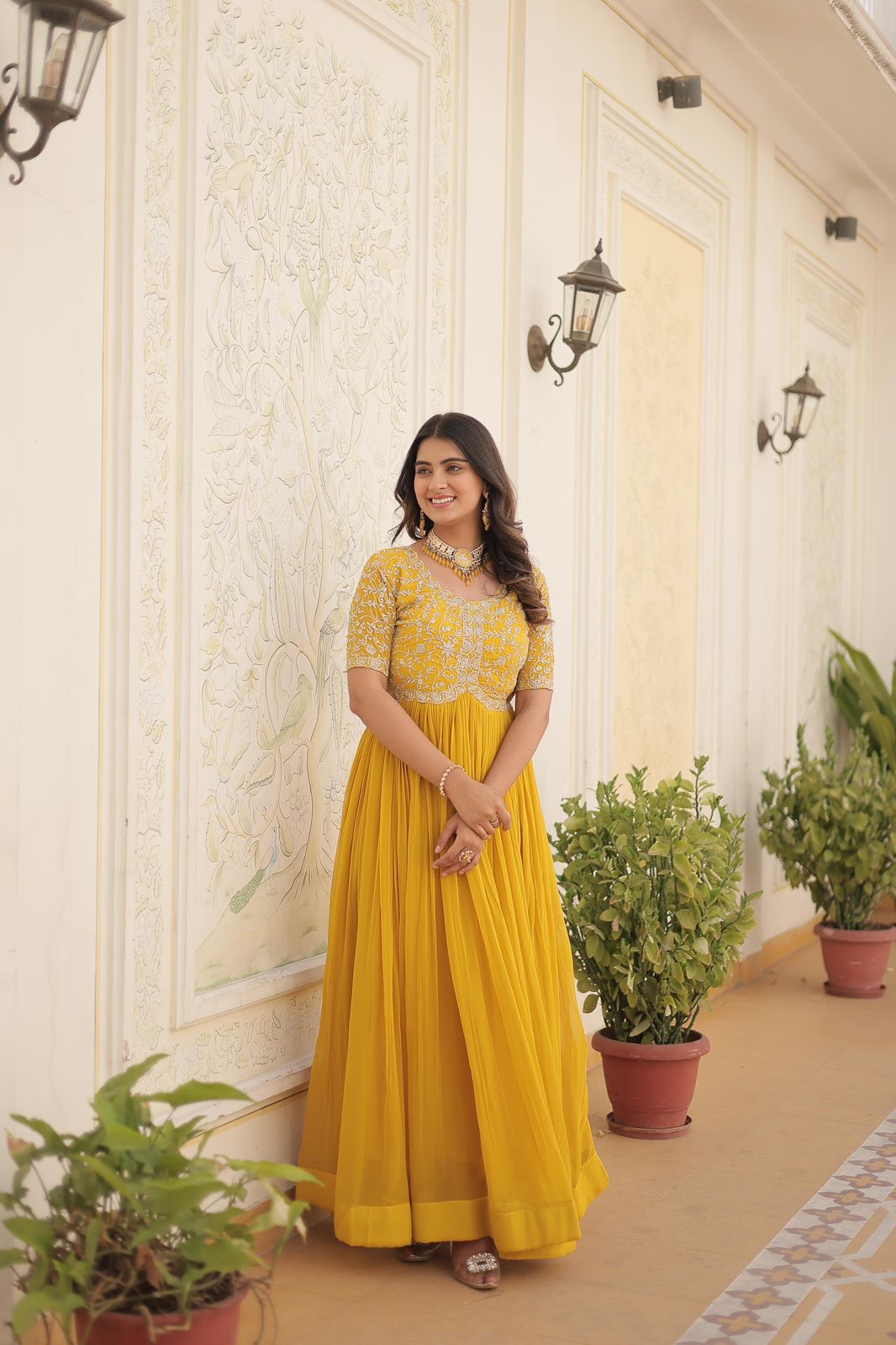 Zari Sequence Work Gown