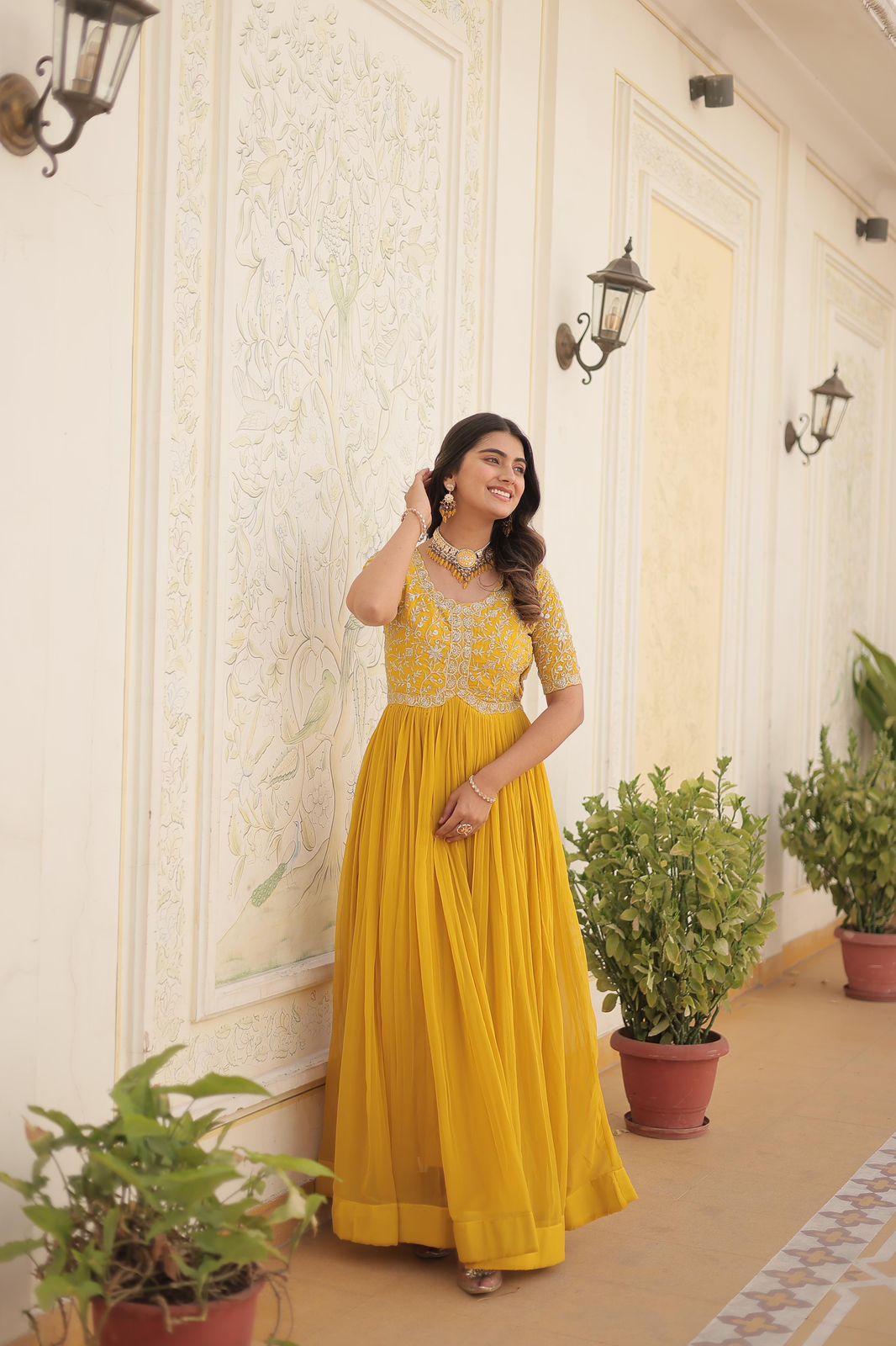 Zari Sequence Work Gown