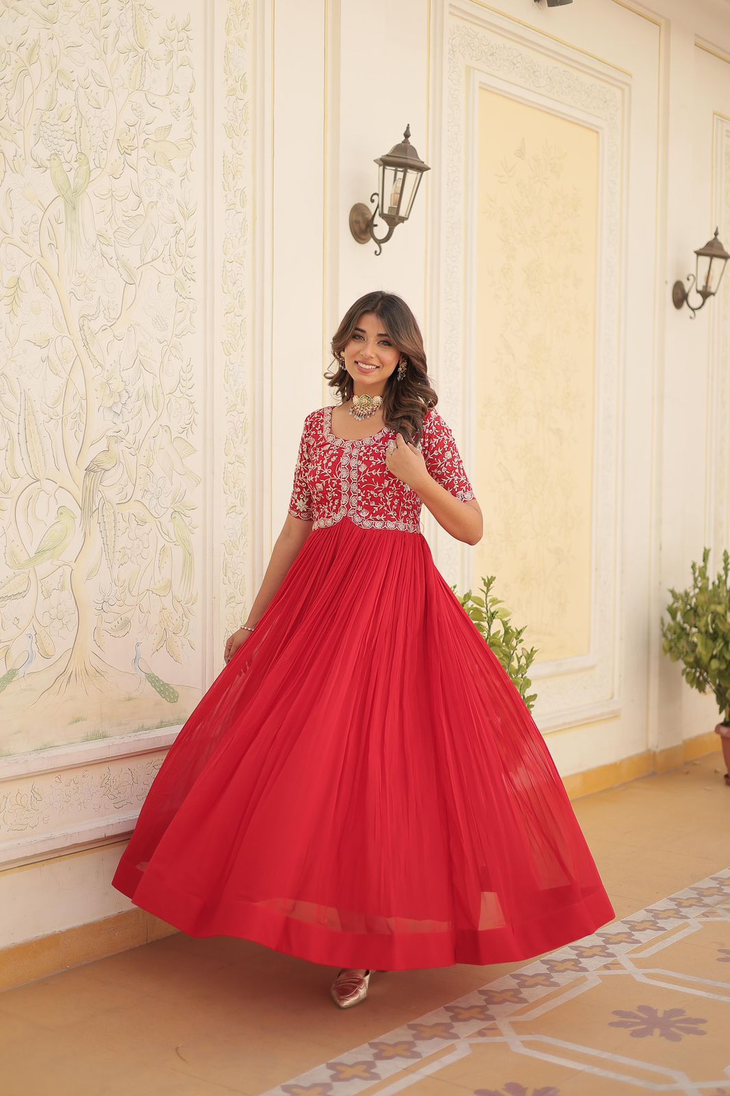 Zari Sequence Work Gown