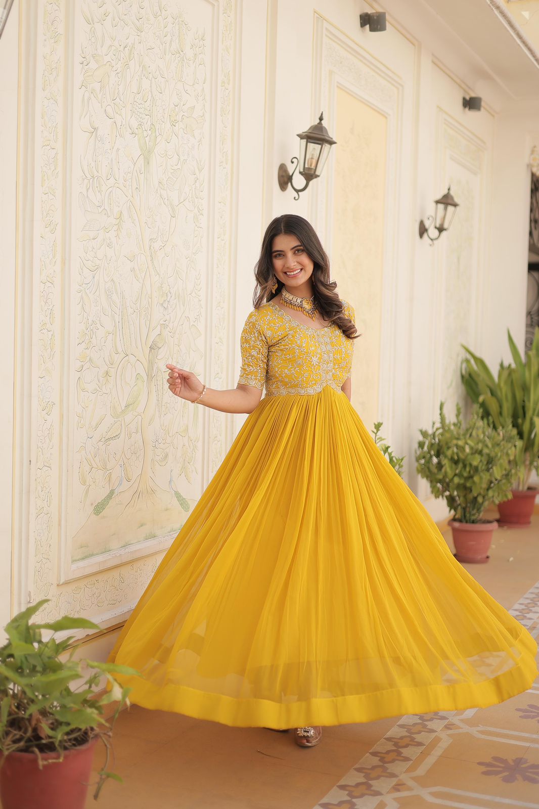 Zari Sequence Work Gown