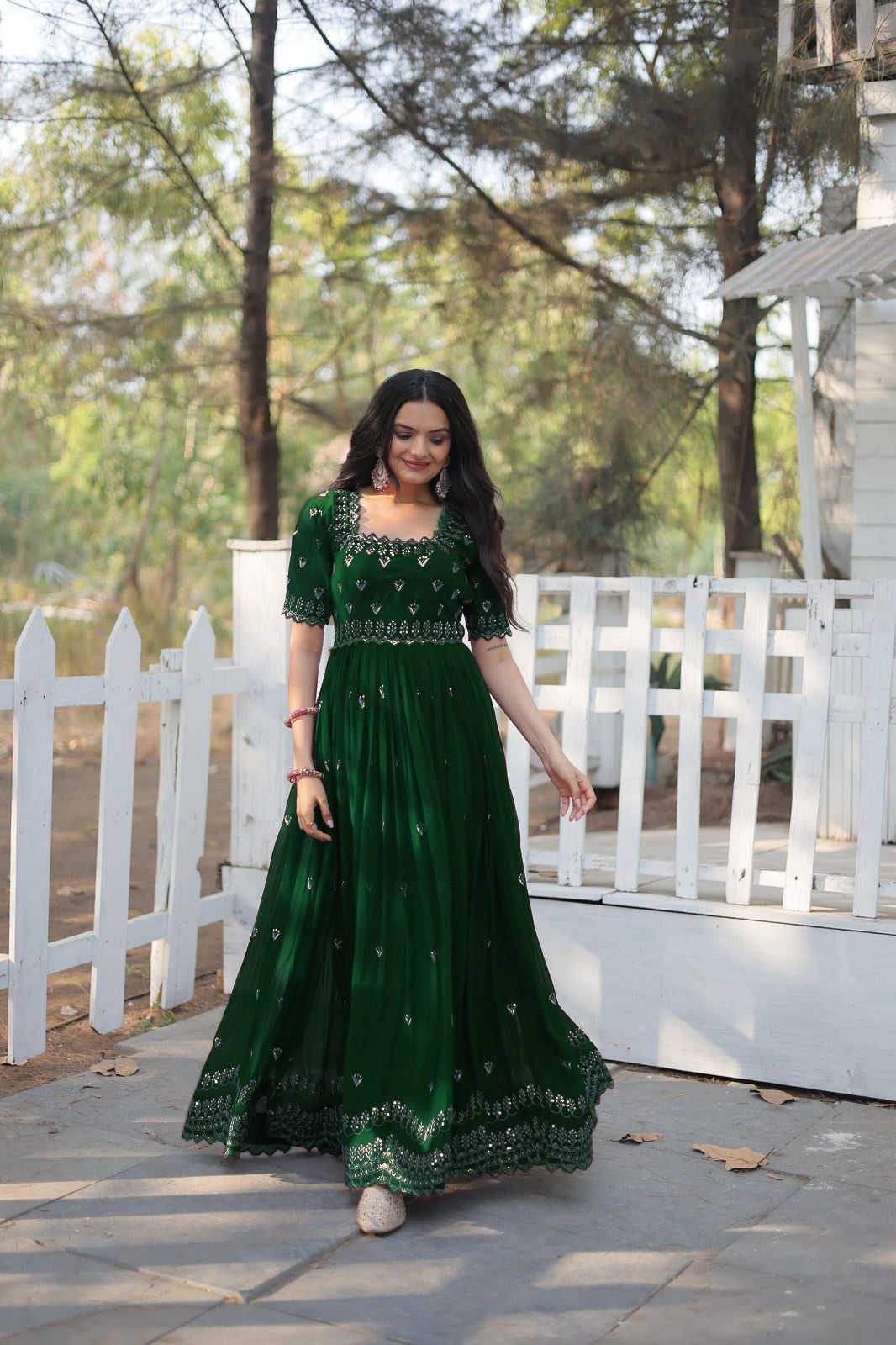 New Embroidery Zari Sequins Work Purple Gowns