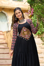 Women's Rayon Kutchi Gamthi Designer Gown