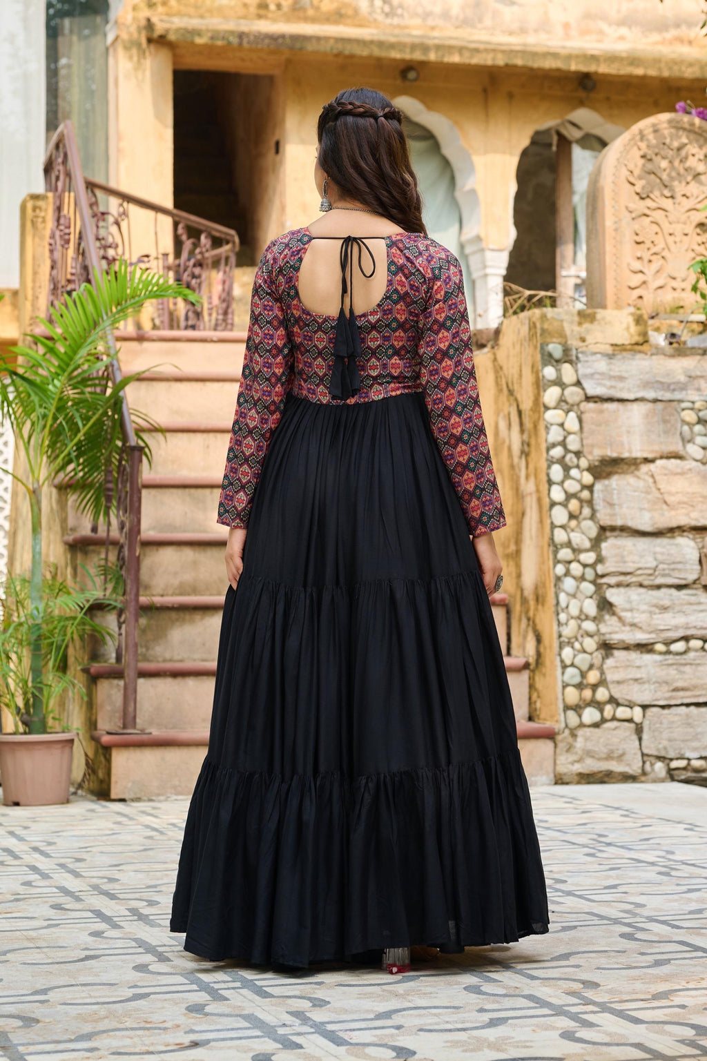 Women's Rayon Kutchi Gamthi Designer Gown
