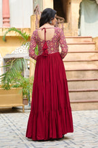 Women's Rayon Kutchi Gamthi Designer Gown